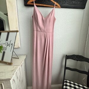 Pink Sleeveless Spaghetti Strap Maxi Dress for Prom or Wedding     (E)